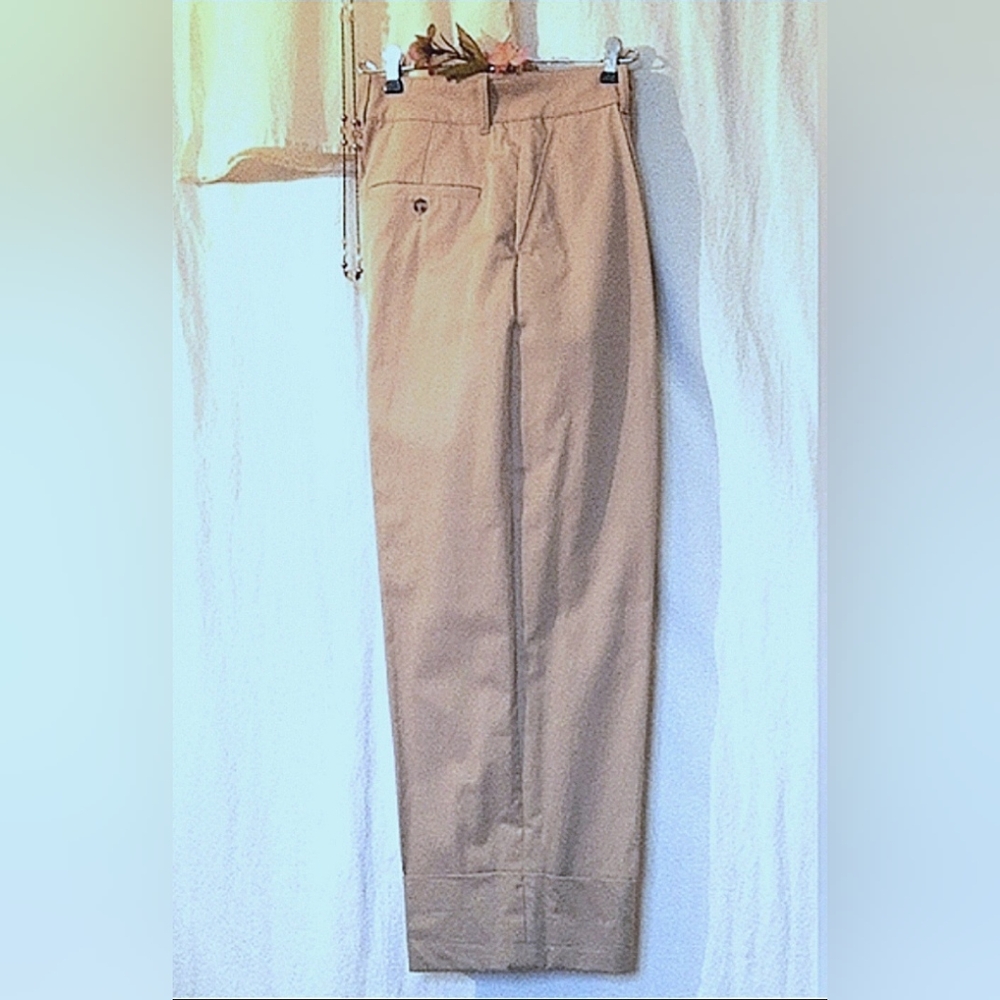 CLUB MONACO Cuffed Ankle Crop High Rise Beige Wide Legs